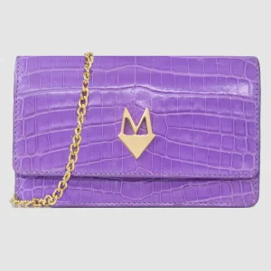 Pochette "Divina" Borsa in vera pelle di Coccodrillo Lilla