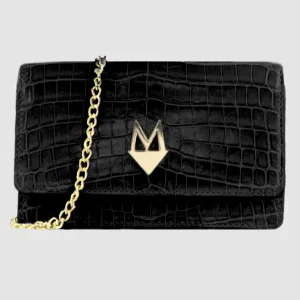 Pochette "Divina" Borsa in vera pelle di Coccodrillo Nero