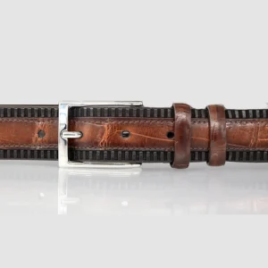 Cintura Uomo in vera pelle di Coccodrillo Marrone