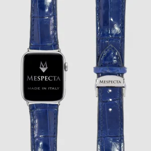 Cinturino Apple Watch in Pelle di Coccodrillo blu zaffiro– Personalizzabile (Ultra, Serie 4–10, SE)