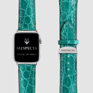 Cinturino Apple Watch in Pelle di Coccodrillo Verde smeraldo – Personalizzabile (Ultra, Serie 4–10, SE)