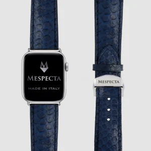 Cinturino Apple Watch in Pelle di Pitone blu navy– Personalizzabile (Ultra, Serie 4–10, SE)