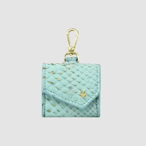 Porta cuffie AirPods "Baby Eccelsa" in vera pelle di Pitone e Struzzo