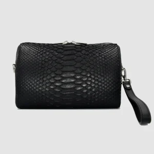 Borsa mod. "Superiore" in vera pelle di Pitone - Personalizzabile con iniziali - Nero