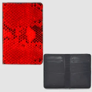 Porta carte vera pelle di Pitone mod "Podio" Personalizzabile -  Rosso