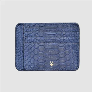 Porta carte in vero Pitone Personalizzabile - 11 tasche - Blu Navy
