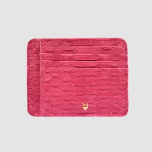 Porta carte in vera pelle di Pitone Personalizzabile - Fucsia