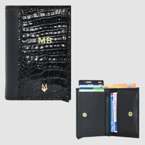 Portacarte compatto in vera pelle di Coccodrillo "Performante"