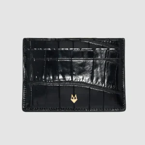 Porta carte 5 o 9 Tasche in vera pelle di Coccodrillo mod. "Brillante"