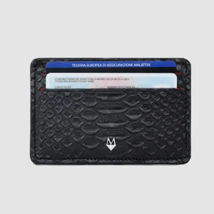 Porta carte 5 o 9 Tasche in vera pelle di pitone mod. "Brillante"