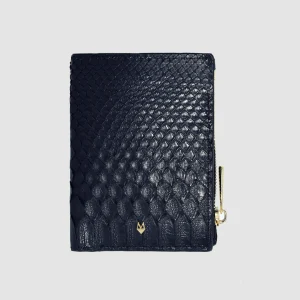 Portafoglio in vera pelle di Pitone Nero con Cuore di Pitone Rosso Personalizzabile