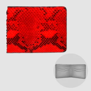 Portafoglio mod. "Esemplare" in vera pelle di Pitone Personalizzabile - Rosso