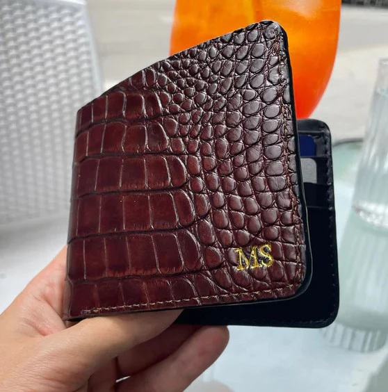 Portafoglio mod. "Esemplare" in vera pelle di coccodrillo personalizzabile - immagine 3