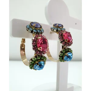 Orecchini cerchio multicolor Bianco Bijoux