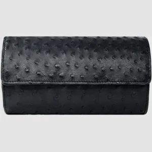 Portaorologio Watch Roll in Pelle di Pitone Nero Personalizzato 3 slot