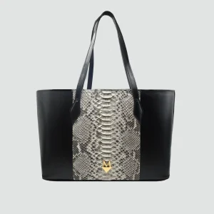 Borsa Shopper "Grandiosa" in vera pelle di Pitone Bianco Marmo (Copia)