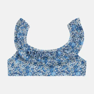 Top Rouches Lycra Liberty Fiori Blu