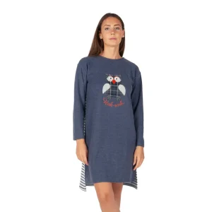 Abito casa donna e camicia da notte in caldo cotone Punto Milano paricollo a manica lunga | MaryHome