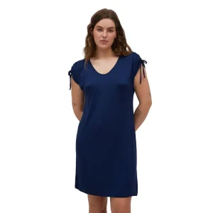 Abito donna a mezza manica con arricciatura sulle spalle in viscosa | Ysabel Mora