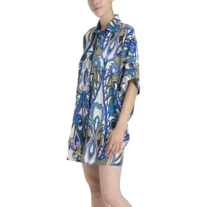 Abito donna-maxi camicia in viscosa EcoSeta con mancia a 3/4 | Ragno