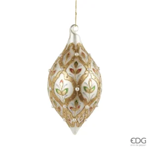 Addobbo natalizio fiori a fuso in vetro lavorato h 12 cm | EDG - Enzo De Gasperi