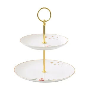 Alzata a 2 ripiani rotondi in porcellana Let it snow | Easy Life