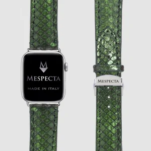 Cinturino Apple Watch in Pelle di Pitone Verde Iridescente – Personalizzabile (Ultra 1 e 2, Serie 4–10, SE)