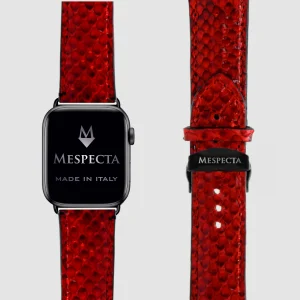 Cinturino Apple Watch in Pelle di Pitone Rosso Personalizzabile (Ultra, Serie 4–10, SE)