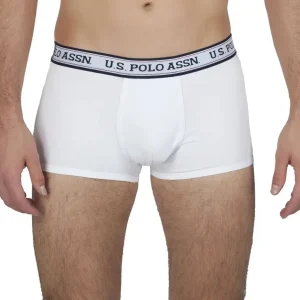 Boxer in tinta unita in cotone elasticizzato con elastico con logo di U.S. Polo Assn.