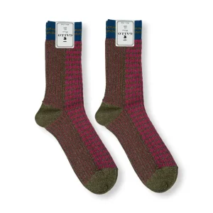 Calzino corto donna in cotone in fantasia twin rib e micro tartan lurex | Gallo