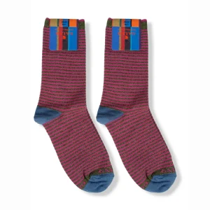 Calzino donna corto in fantasia Righe Windsor con lurex | Gallo