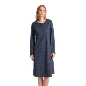 Camicia da notte donna a serafino in cotone interlock Midnight Dreams | Calida