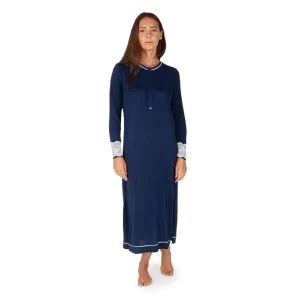 Camicia da notte donna a serafino lunga alla caviglia in viscosa | MaryHome