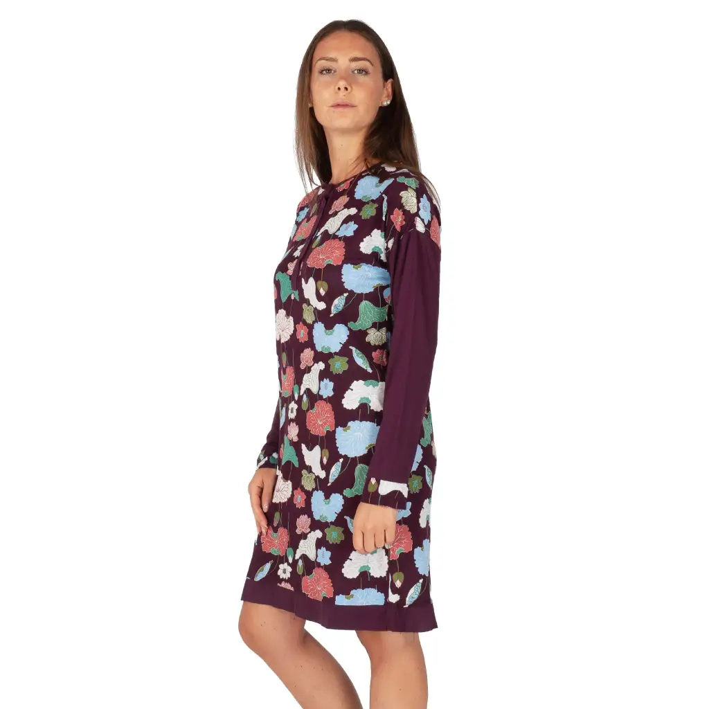 Camicia da notte donna a serafino a manica lunga in viscosa | MaryHome - immagine 3