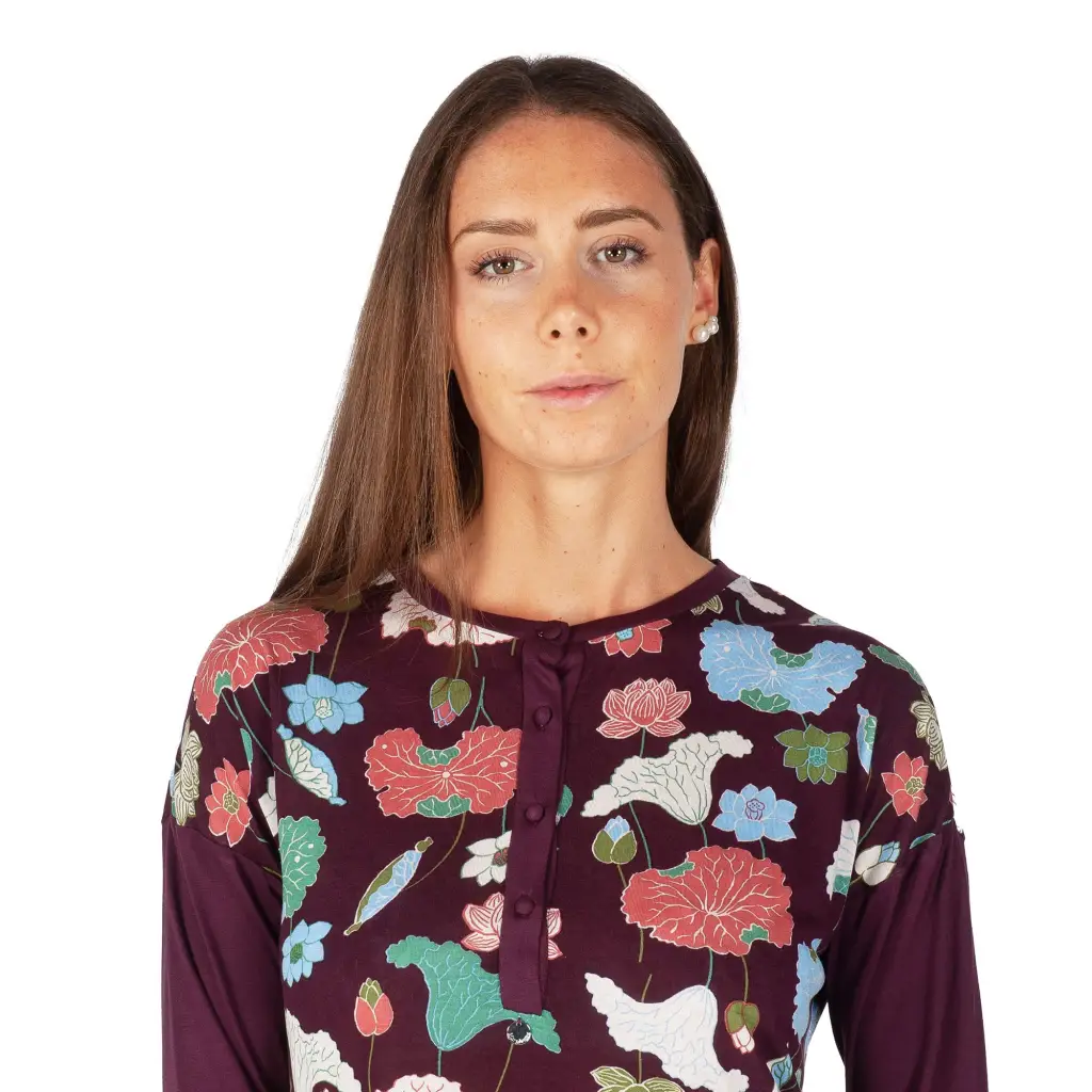 Camicia da notte donna a serafino a manica lunga in viscosa | MaryHome - immagine 5
