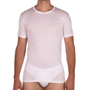 Canottiera uomo a mezza manica paricollo in Filo di Scozia a costina 1:1 | Mariotti Lab