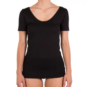 Canottiera donna a mezza manica paricollo in misto