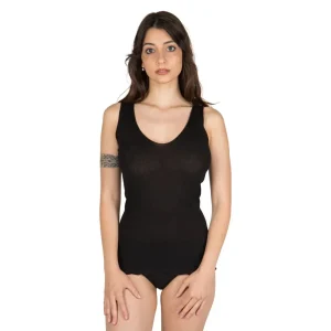 Canottiera donna a spalla larga a costina in Seta e Cotone | Mariotti Lab