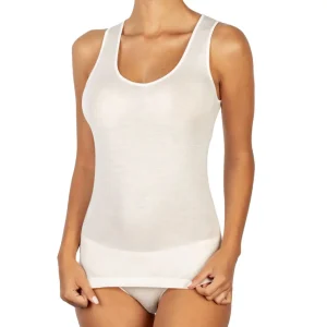 Canottiera donna a spalla larga in Lana e Seta con bordini in raso di Mariotti Lab