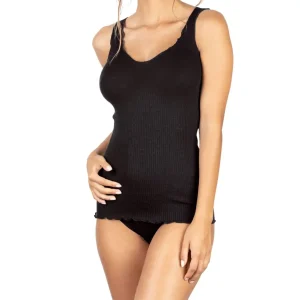 Canottiera donna a spalla larga in Lana e Seta a costina | Mariotti Lab