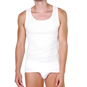 Canottiera uomo paricollo a spalla larga in lana e cotone sulla pelle di Mariotti Lab