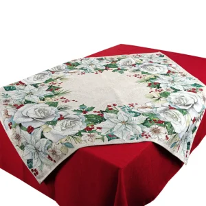 Centrotavola 100x100 cm natalizio in Gobelin Rosa Bianca | Il Maggiolino