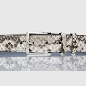 Cintura Uomo in vera pelle di Pitone Bianco e Nero Personalizzabile