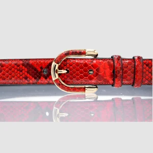 Cintura Donna in vera pelle di Pitone Rosso Personalizzabile
