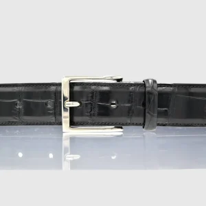 Cintura Uomo in vera pelle di Coccodrillo Nero Personalizzabile