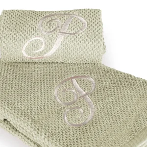 Coppia 1+1 in spugna di cotone a Chicco di Riso ricamata Betulla | Maison Sucrée