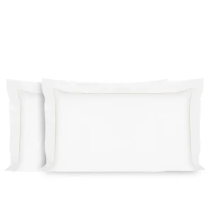 Coppia di federe a 3 volants in tinta unita in Raso di Cotone | Zita del Forte