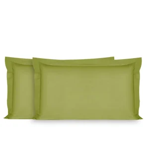 Coppia di federe in percalle di puro cotone con 3 volants di Bossi