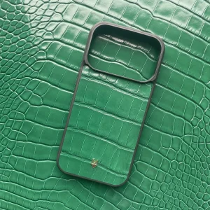 Cover in vera pelle di Coccodrillo iPhone MagSafe 17/16/15/14/13/12 Verde