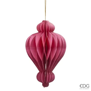 Decoro natalizio Origami a fuso fuxia h 15 cm d 9,5 cm | EDG - Enzo De Gasperi